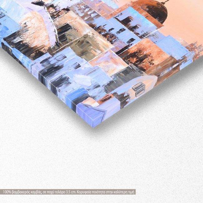 Πίνακας σε καμβά Santorini sunset painting, πανοραμικός, λεπτομέρεια