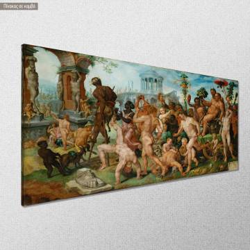 Πίνακας ζωγραφικής The triumphal procession of Bacchus Maarten van Heemskerck panoramic Καμβάς τελαρωμένος Όψη 1 2