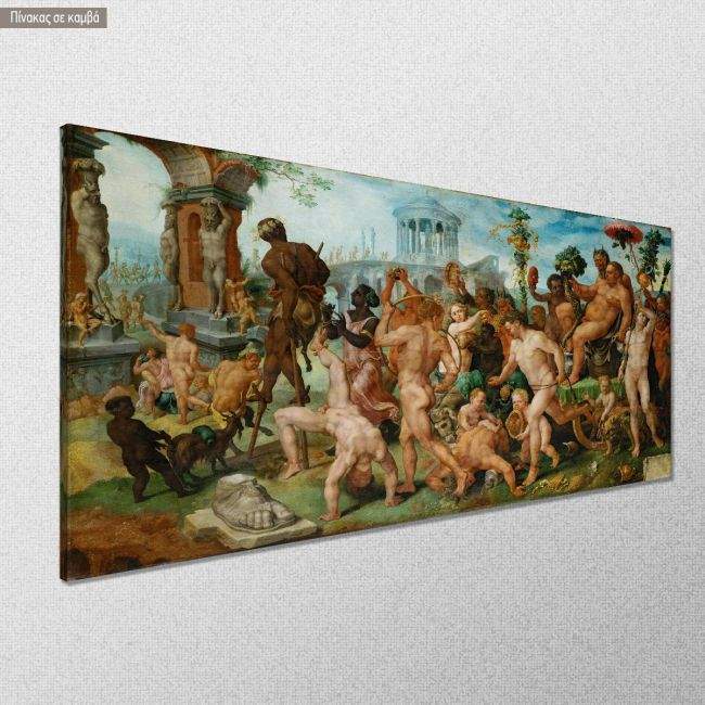 Πίνακας ζωγραφικής The Triumphal Procession of Bacchus, Maarten van Heemskerck. panoramic, αντίγραφο σε καμβά, κοντινό
