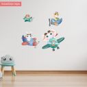 Αυτοκόλλητα τοίχου παιδικά Ζωάκια με αεροπλανάκια