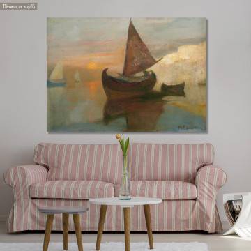 Canvas printFishing boats at sunset, Oikonomou