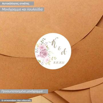 Stickers labels Floral I with initials 2