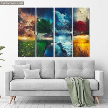 Canvas print Four seasons trees, four panels