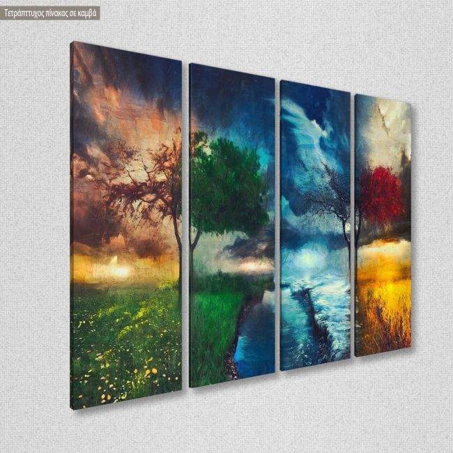 Canvas print Four seasons trees, four panels