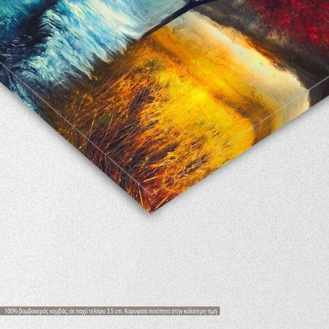 Πίνακας σε καμβά Four seasons trees, τετράπτυχος, λεπτομέρεια