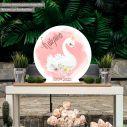 Wooden printed sign, Swan watercolor flowers