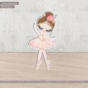Wooden figure printed Princess Ballerina pink