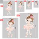 Wooden figure printed Princess Ballerina pink