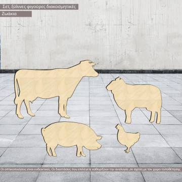 Wooden figures farm animals wood cut out