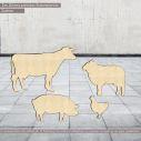 Wooden figures farm animals wood cut out
