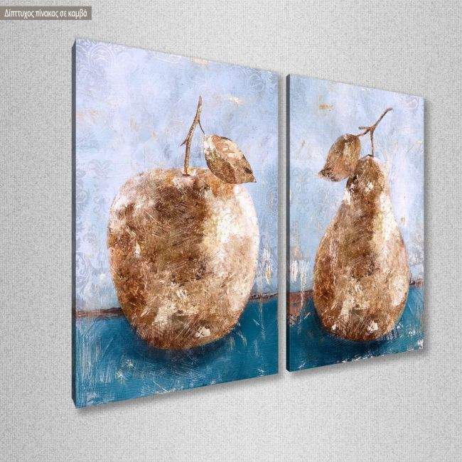 Πίνακας σε καμβά Apple and pear, δίπτυχος, κοντινό