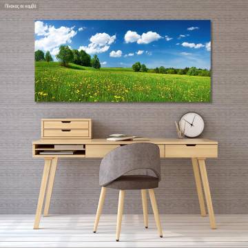 Canvas print Dandelion field, panoramic