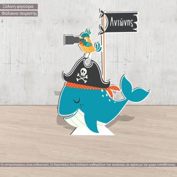 Wooden figure printed Pirate whale