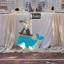 Wooden figure printed Pirate whale