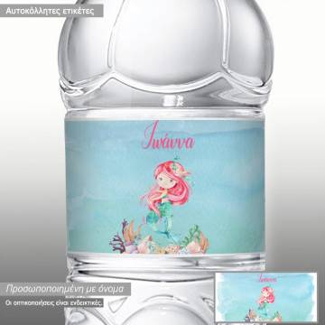 Sticker label Mermaid painter on the seabed 2