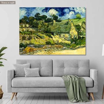 Canvas print Thatched cottages at Cordeville, Vincent van Gogh