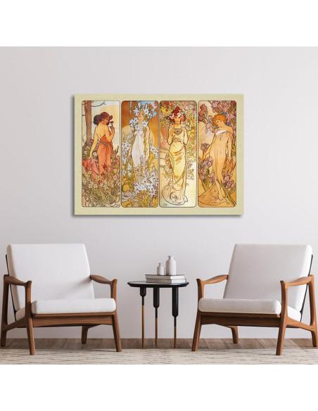 Πίνακας ζωγραφικής The flowers, A.Mucha, αντίγραφο σε καμβά, λεπτομέρεια