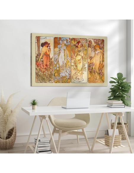 Πίνακας ζωγραφικής The flowers, A.Mucha, αντίγραφο σε καμβά, κοντινό