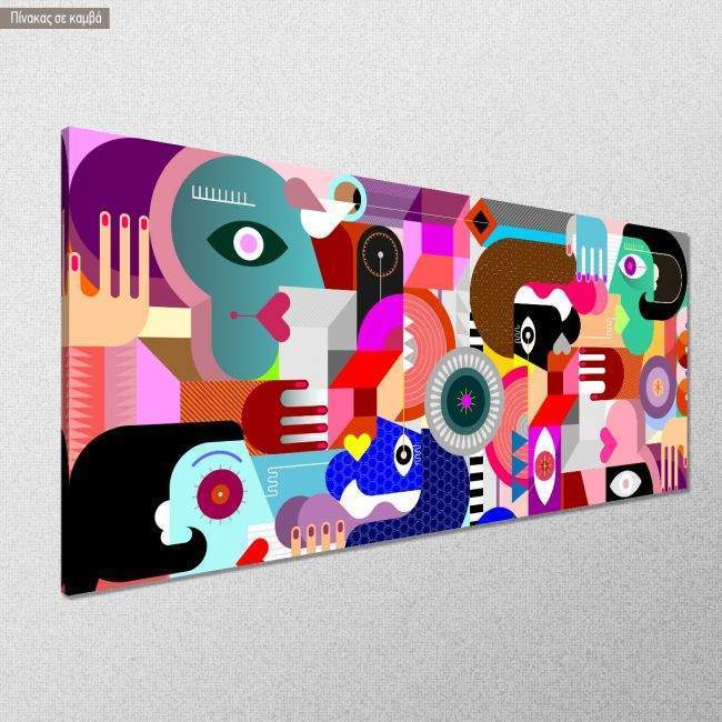 Canvas print Geometric Group of People panoramic