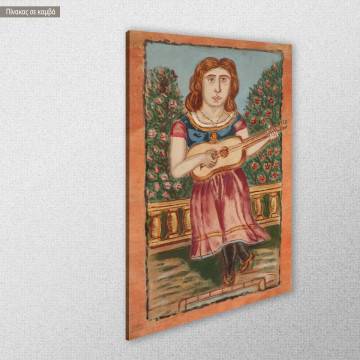 Πίνακας ζωγραφικής Γυναίκα με κιθάρα Θεόφιλος Καμβάς τελαρωμένος Όψη 1 2