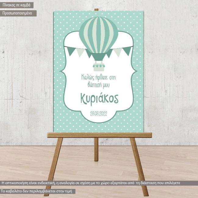 Canvas print Hot air Balloon, polka dots mint