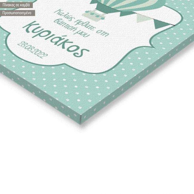 Canvas print Hot air Balloon, polka dots mint