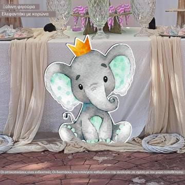 Wooden figure Elephant Crown watercolor II 2