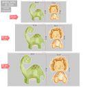 Baby dinos watercolor, set 2 pc wooden figure printed