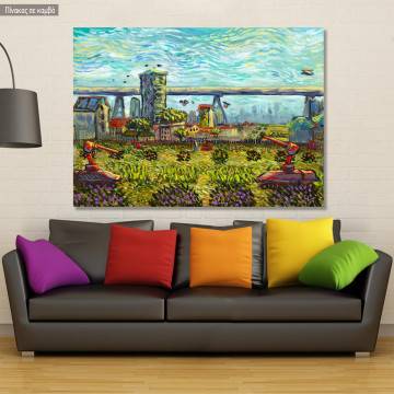 Πίνακας σε καμβά Reimagining Van Gogh's Landscape of the factories in Clichy
