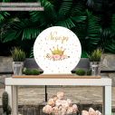 Wooden printed sign, Crown and roses