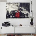 Canvas print Red lady vintage impasto,3 panels