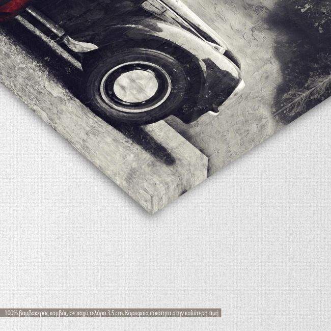 Canvas print Red lady vintage impasto,3 panels