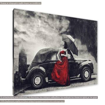 Canvas print Red lady vintage impasto Framed canvas View 1 2