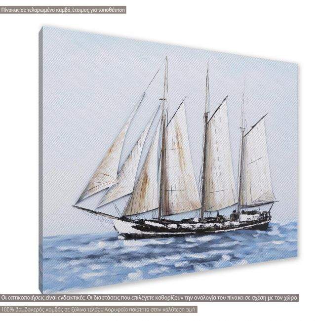 Πίνακας σε καμβά Racing sail ship, κοντινό