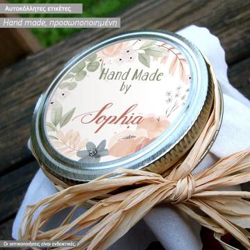Sticker label Floral Hand made personalized