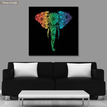 Πίνακας σε καμβά Rainbow colors elephant