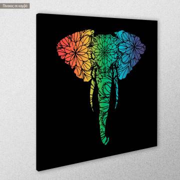 Πίνακας σε καμβά Rainbow colors elephant 2