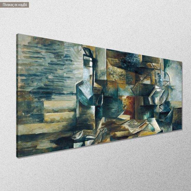 Canvas print Bottle and fishes detail, Braque G, panoramic