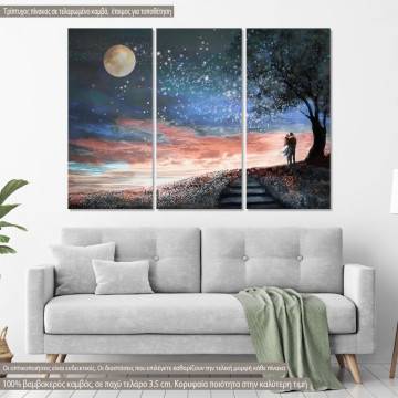Πίνακας σε καμβά προσφορά 100x70 cm Milky Way Lovers, τρίπτυχος
