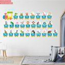 Wall stickers Train alphabet and animals blue