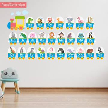 Wall stickers Train alphabet and animals blue 2