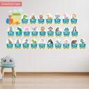 Wall stickers Train alphabet and animals blue