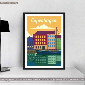 Travel destination, Copenhagen, κάδρο, μαύρη κορνίζα