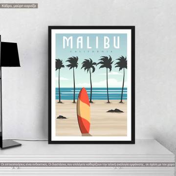 Travel destination, Malibu, poster