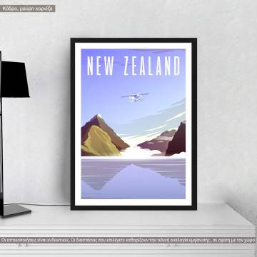 Travel destination, New Zealand, κάδρο, μαύρη κορνίζα