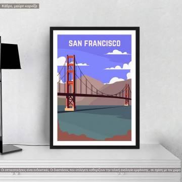 Travel destination, San Francisco, κάδρο, μαύρη κορνίζα