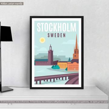 Travel destination, Stockholm, κάδρο, μαύρη κορνίζα