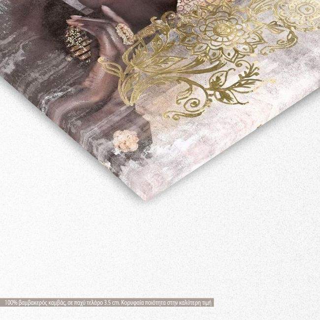Πίνακας σε Black lady, golden details, λεπτομέρεια