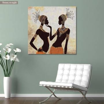 Πίνακας σε καμβά  Two elegant african women, τετράγονος 