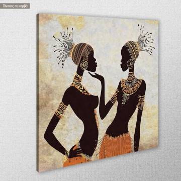 Πίνακας σε καμβά  Two elegant african women, τετράγονος  2